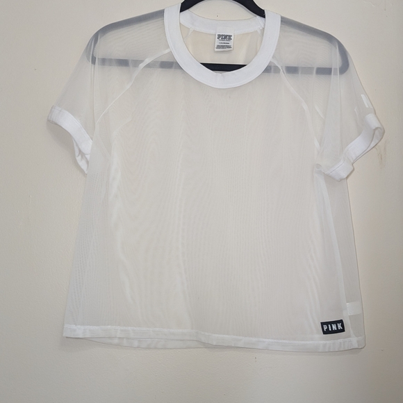 PINK Victoria's Secret Tops - PINK Victoria's Secret White Sheer Women's Top
